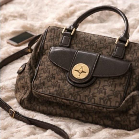 Dkny Handbags - Vintage DKNY Monogram Satchel Handbag • Brown Logo Print. Read Description